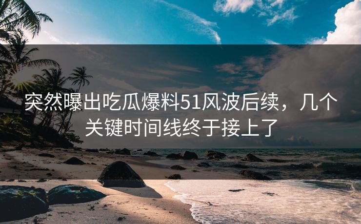 突然曝出吃瓜爆料51风波后续，几个关键时间线终于接上了