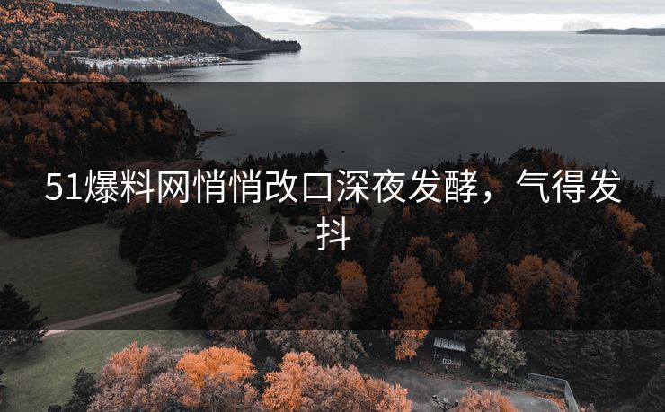 51爆料网悄悄改口深夜发酵，气得发抖
