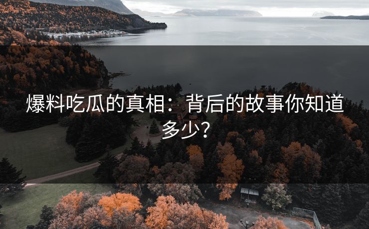 爆料吃瓜的真相：背后的故事你知道多少？