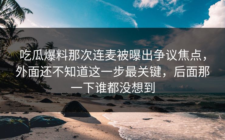 吃瓜爆料那次连麦被曝出争议焦点，外面还不知道这一步最关键，后面那一下谁都没想到