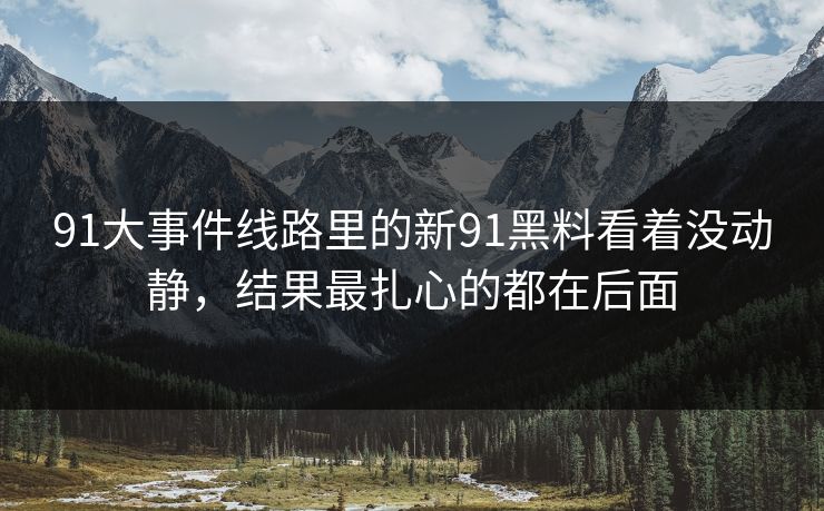 91大事件线路里的新91黑料看着没动静，结果最扎心的都在后面
