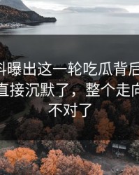 明星黑料曝出这一轮吃瓜背后的真相，一群人直接沉默了，整个走向突然就不对了