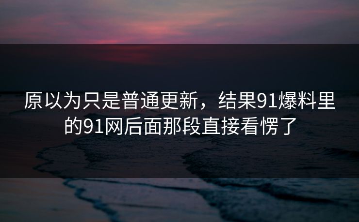 原以为只是普通更新，结果91爆料里的91网后面那段直接看愣了